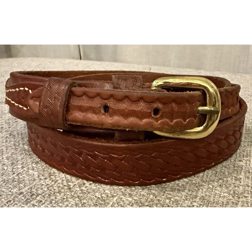 Vintage Cabela's Brown Tooled Leather Ranger Western Belt Size 40